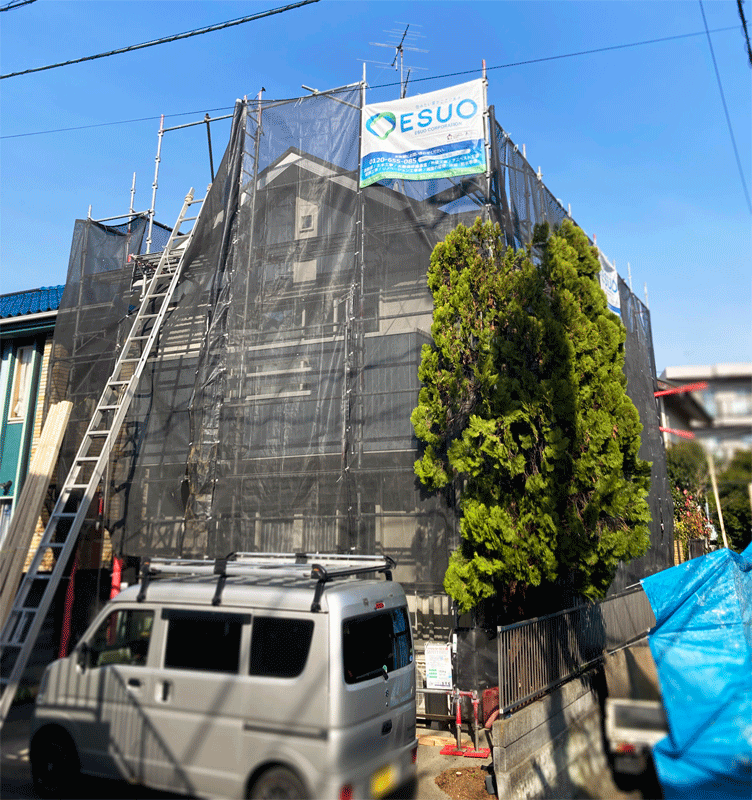 川崎市多摩区の住宅にて、屋根貼替及び外壁塗装工
